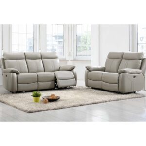 Caguas Electric Leather 3+2 Sofa Set In Light Grey