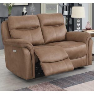 Chloe Fabric Electric Recliner 2 Seater Sofa In Sahara