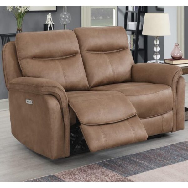 Chloe Fabric Electric Recliner 2 Seater Sofa In Sahara