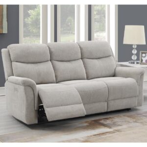 Fiona Fabric Electric Recliner 3 Seater Sofa In Beige
