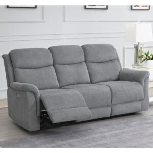 Fiona Fabric Electric Recliner 3 Seater Sofa In Grey